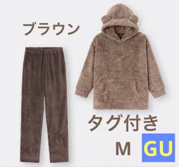 GU 마쉬멜로우 필 후디 세트 곰 브라운 M 완판템 룸웨어