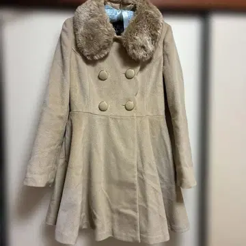 CECIL Mc BEE 퍼 옷깃 베이지 더블 브레스트 코트