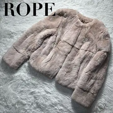 ROPE 로페 퍼 자켓 노카라 핑크 베이지 9AT 393