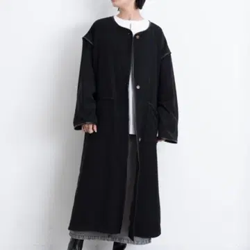 Aunt Marie's/노카라 파이핑 트렌치코트/블랙/블랙/가을/겨울