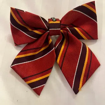 카무라 학원 지정 스트라이프 리본 빨강 노랑