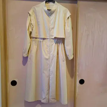 NATURAL BEAUTY BASIC 옐로우 컬러 롱 코트 프론트 지퍼