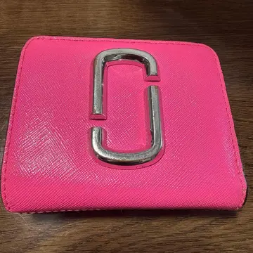 이단 접이식 지갑 핑크 블루 메탈 로고