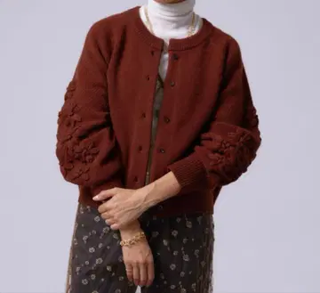 IENA LA BOUCLE 플라워 자수 울 캐시미어 가디건