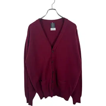 스코틀랜드제 와인 레드 남성용 가디건 울 스웨터 M