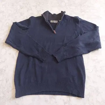 네이비 하프 지퍼 니트 스웨터