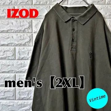 AM25 [IZOD] 자수 로고 피케 셔츠 [남성용 2XL] 다크 그린