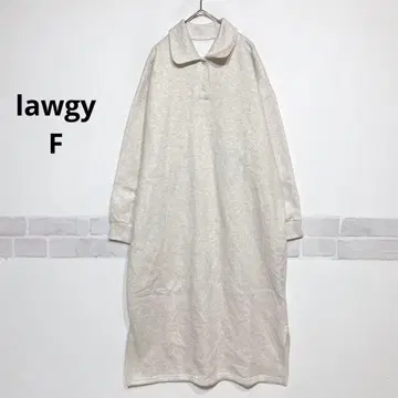 lawgy 긴팔 롱 원피스 속기모 사이드 슬릿 도톰 카라 부착 i719