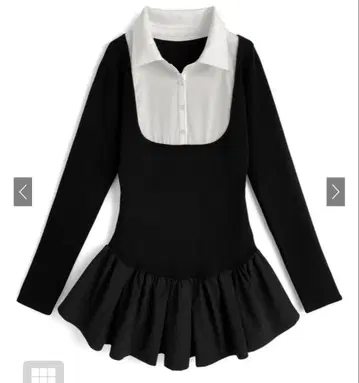 GRL 그레일 셔츠 도킹 플레어 니트 미니 원피스[ru1204]