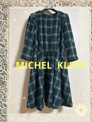 MICHEL KLEIN 미쉘클랑 그린 체크 무늬 원피스