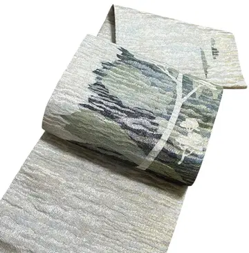 A 5 미사용 후쿠로 오비 큰 북 은 통 구름과 나무 기모노