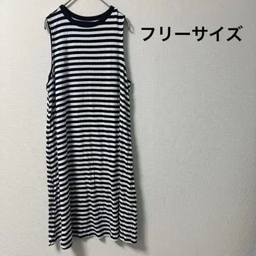 새상품급 여성용 슬리브리스 스트라이프 롱 원피스