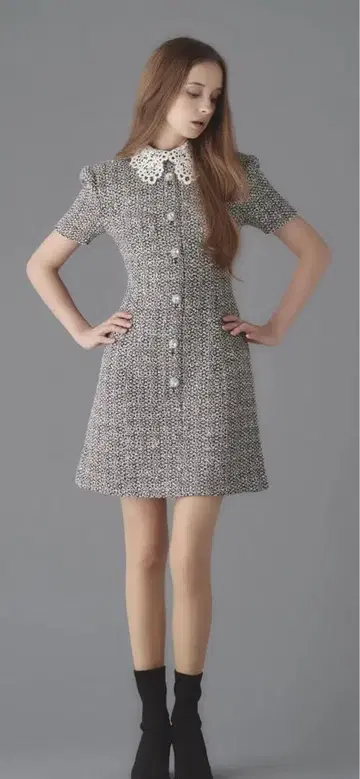 트위드 드레스 with 케미컬 레이스 에밀리아 위즈