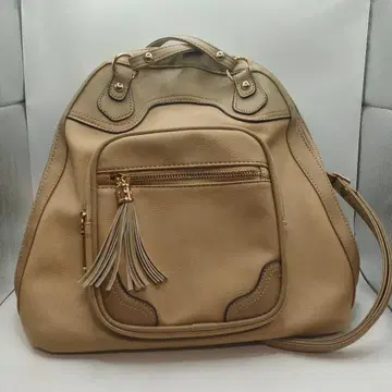 베이지 합성 피혁 백팩 EXPU