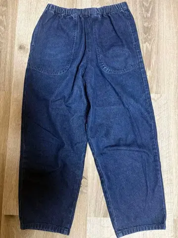 새상품급 단톤 다크 블루 데님 팬츠 허리밴딩