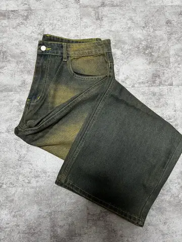 배기 팬츠 데님 데미지 데님