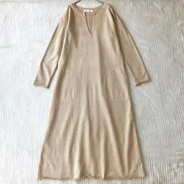 R JUBILEE SWEAT 티셔츠 원피스 맥시 길이 카멜