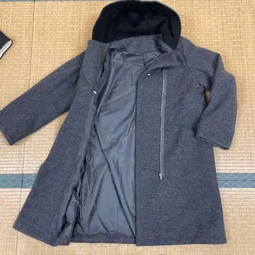 그레이 후드 부착 코트 M 사이즈