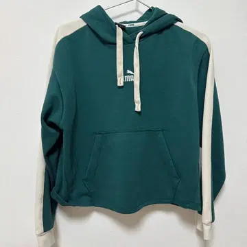 PUMA 다크 그린 후드 부착 후드티