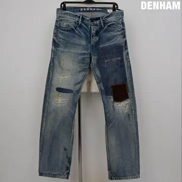 DENHAM 보이프렌드 루즈 핏 데미지 가공 데님 팬츠