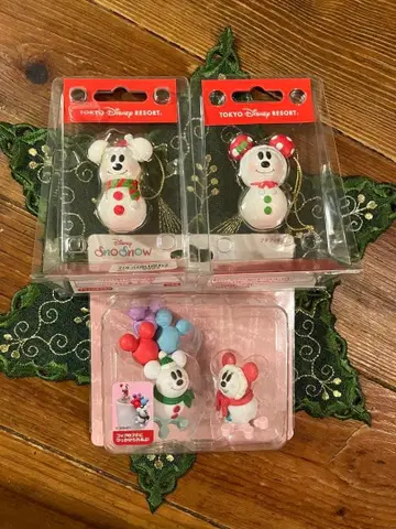 디즈니 리조트 snow snow 세트 푸치 피규어 오너먼트 2개