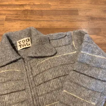 TOOTAL 울 100% 프론트 지퍼 니트 가디건 그레이