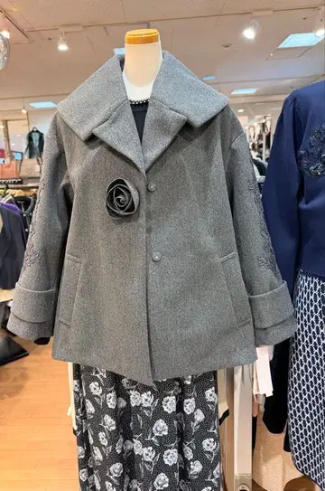 슈퍼뷰티, 그레이, 플라워 로즈 모티브 자켓 44