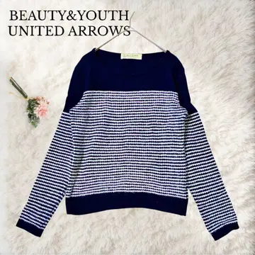 [ BEAUTY&YOUTH ] 네이비 보더 울 니트 스웨터 긴팔