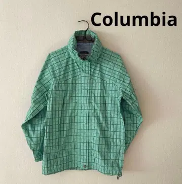 그린 체크 무늬 나일론 자켓