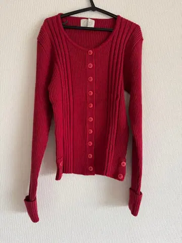 ONTOP 레트로 리브 니트 빨간색