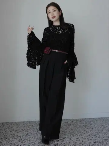 anuans 아뉴앙스 미드웨이트 투 턱 와이드 팬츠