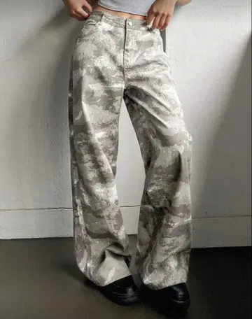 카모플라쥬 하이웨스트 와이드 팬츠