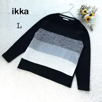 [ ikka 이카 ] 남성용 긴팔 니트 스웨터 풀오버 크루넥 L