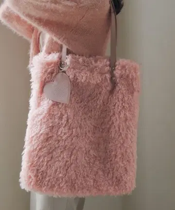 TINA:JOJUN 인조 모피 백 핑크