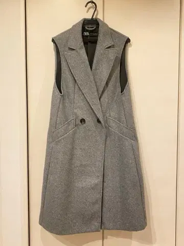 [ 미사용 새상품 ] ZARA 더블 브레스트 롱베스트 베스트 그레이