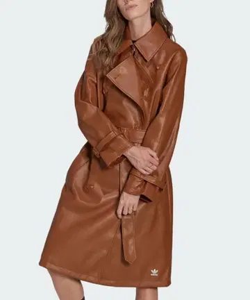 아디다스 오리지널스 adidas 브라운 가죽 트렌치코트 S