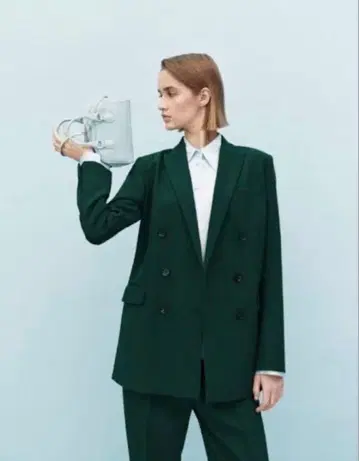 ZARA 셋업 수트 자켓 팬츠 그린