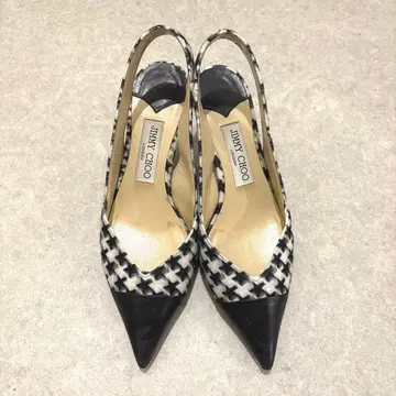 지미추 뮬 샌들 펌프스 하운드투스 체크 패턴