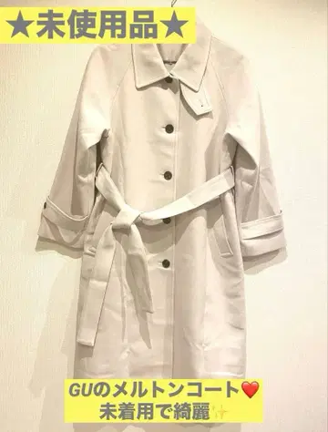 새상품급 GU 코지 멜톤 발마칸 코트 L 사이즈 허리 벨트 포함