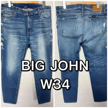 BIGJOHN 빅존 데님 청바지 W34 페인트 슬림 스키니
