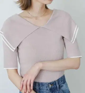 빅 칼라 리브 니트탑