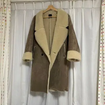 KBF 무스탕 롱 코트 브라운