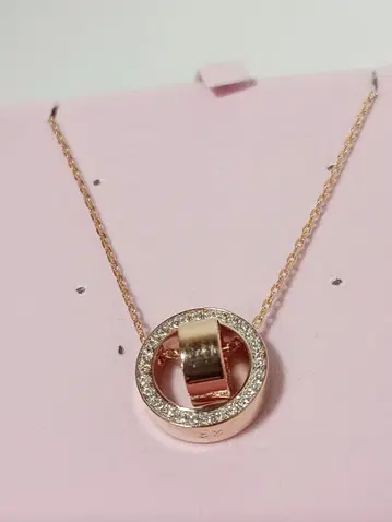 스와로브스키 더블 서클 로즈 골드 목걸이