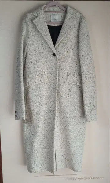 un dix cors 아이보리 체스터 코트 울 혼방