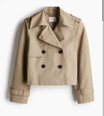 베이지 더블 브레스트 트렌치코트