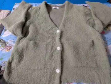 hinari 샤기 니트 가디건 그린 사이즈 F