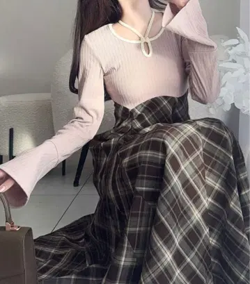 [ 새상품급 ] mily bilet 원피스 체크 핑크 원피스