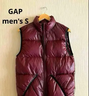 GAP 다운 베스트 보르도 브라운 더블 지퍼 남성용 S