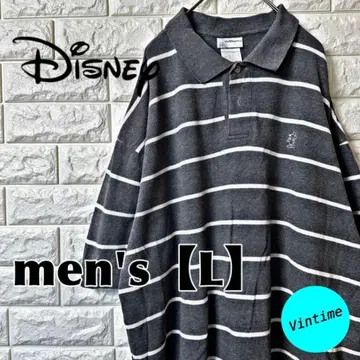 AM19 [Disney] 자수 로고 피케 셔츠 [남성용 L] 그레이