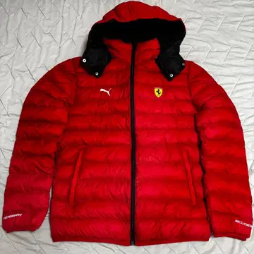 Puma Ferrari 빨간색 다운 자켓 후드 부착